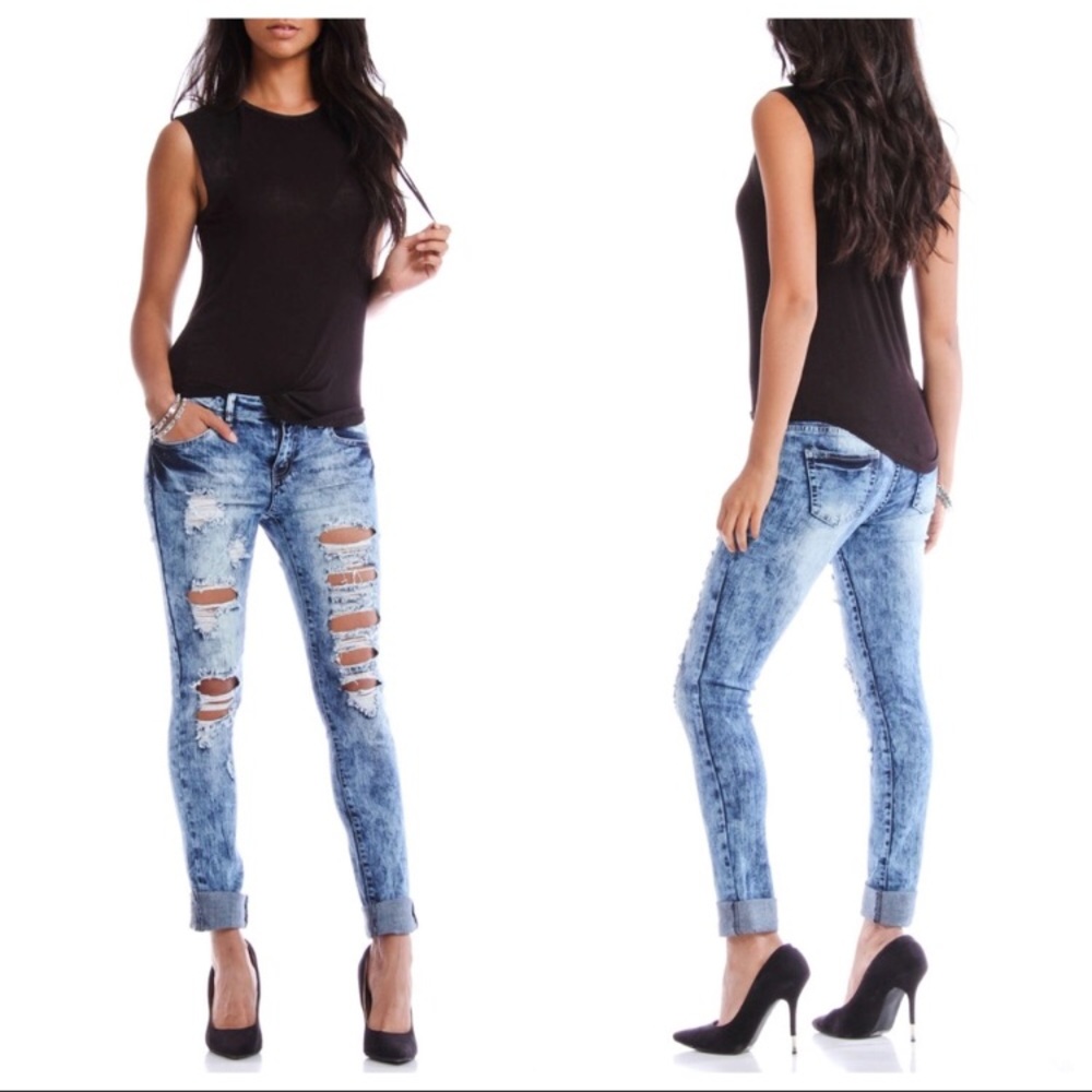 (2 for $20) High waisted distressed skinny jeans